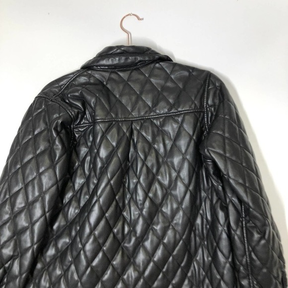 Maje Baneta Quilted Faux Leather Jacket Long Sleeve Solid Black 40 Large - Picture 7 of 12